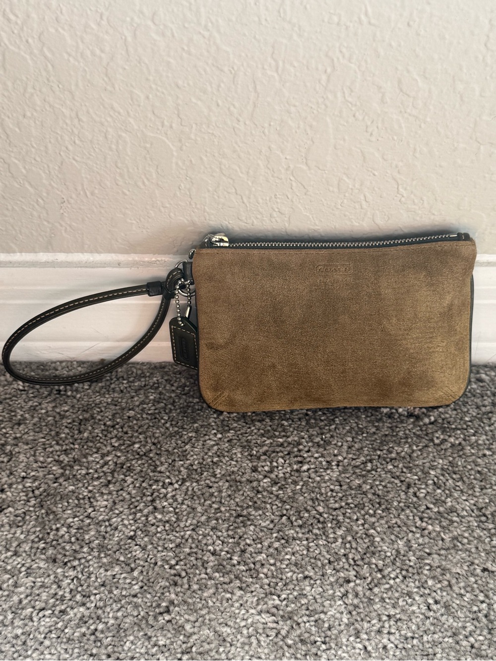 Coach Green Suede/Leather Wristlet